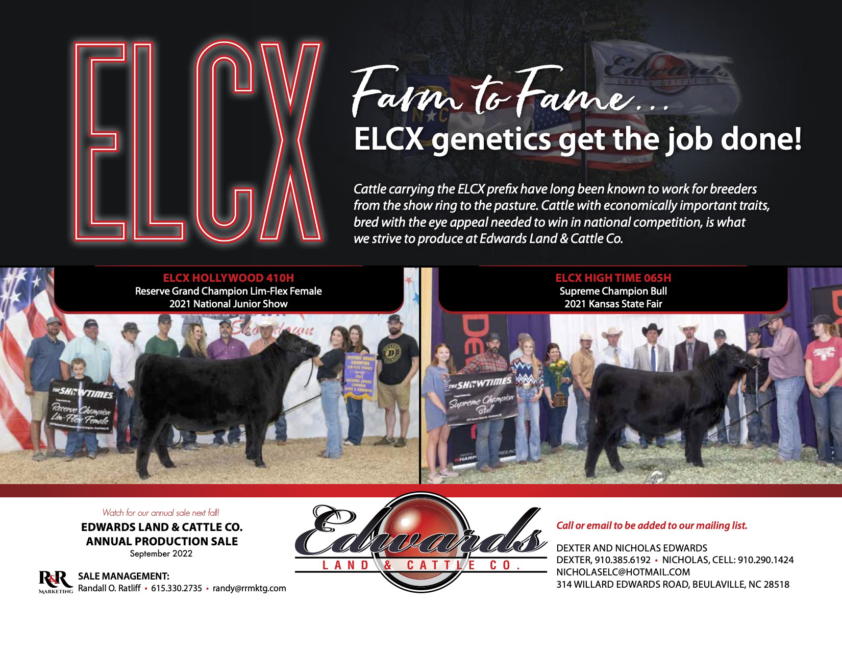 Edwards Land & Cattle, L365 September Calendar Ad